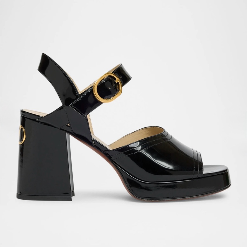 Valentino Garavani Black Patent Leather Platform Sandals